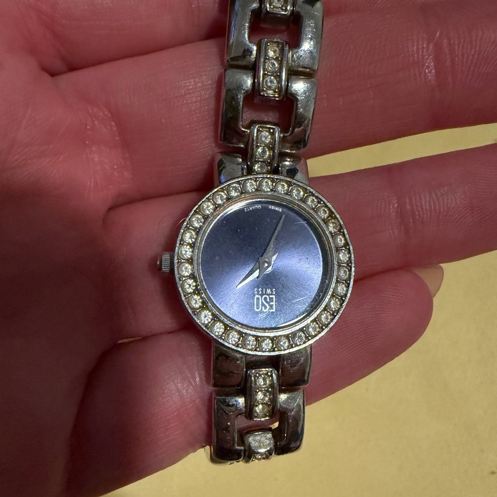 Silver Watch with Crystal Accents